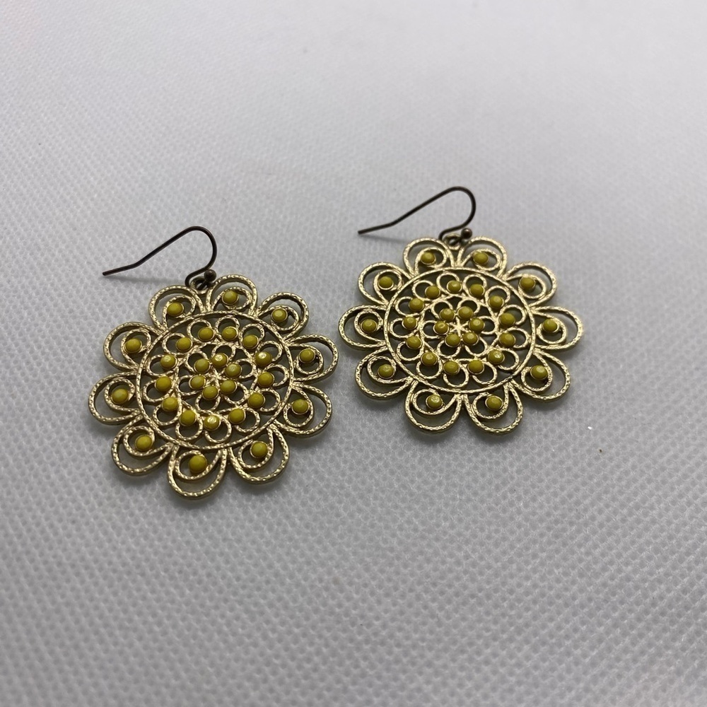 Gold  Disc Earrings Womens Jewelry Circle Dangle Earrings Retro 70's